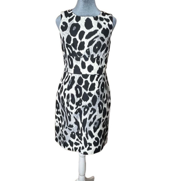 Ann Taylor, Silk Blend Animal Print Sheath Dress, Size 2 - Picture 1 of 7